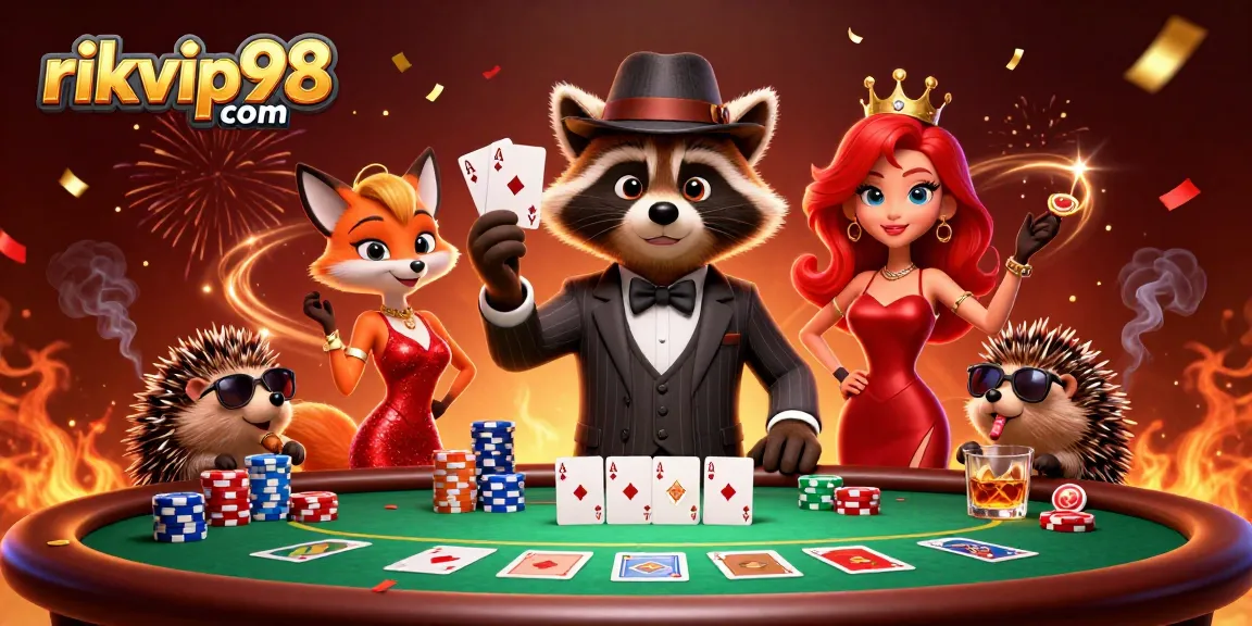 Experience thrilling poker moments with rikvip98 com in a vibrant casino party scene.